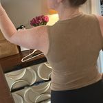 Brown Ribbed Criss Cross Sleeveless Top Size M Photo 2