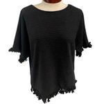 VICI  Black Crossback Top Size Small Fringe Trim Boho Casual Boat Neck Photo 0