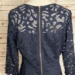 Nanette Lepore  navy blue V-neck 3/4 length sleeve floral lace top/blouse Size L Photo 6