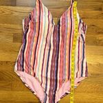Raisin's  Curve Women 16 W Pink Striped v-neck Adjustable Strap One Piece Swimsuit Photo 2