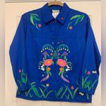 Quaker Factory Blue Embroidered NWT Large Spring Summer Jacket. 2019 Photo 0
