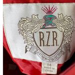 RZR 100% Genuine Leather Knee Length Skirt Womens 14 Red Slit Retro 90s Grunge Photo 5