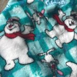 Frosty the snowman lounge pants Cozy Pajamas Snowman Print small fleece plush Blue Photo 1