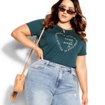 City Chic All Heart Tee NWOT 22/24 XXL Pretty Teal Color Photo 4