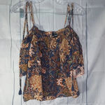 Madewell 100% silk cropped off the shoulder boho top Photo 0
