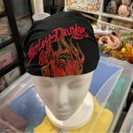 Vintage Y2K Harley Davidson bling bling flames skullcap headband hat thingy Red Photo 8