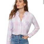 Rails  Hunter Long Sleeve Plaid Blouse in Lavender Blossom White Size Medium Photo 9