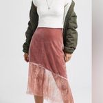 Free People  Rose Lacey Midi Skirt Canyon Arroyo Pink Boho Lace Size 10 Photo 5
