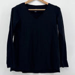 J.Jill  Pima Cotton V Neck Long Sleeve Tee Black Size Small Side Slits Soft Photo 0