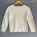 J.Crew  Cream Waffle Knit Sweater Womens L Merino Wool Blend Scoop Neck Raglan Photo 2