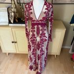 For Love & Lemons  Floral Temecula Long Sleeve Sheer Maxi Dress Red Size Small Photo 2