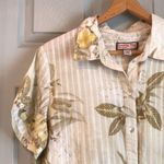 Jamaica Bay Women’s L 100% Cotton Floral Hawaiian Button Up Short Sleeve Shirt Tan Size L Photo 4