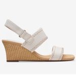 Clarks  | Women's White Leather Comfortable Espadrille Wedge Sandals, Size 7W Photo 11