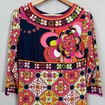 Trina Turk Retro Mod Shift Mini Dress Women's 0 Multicolor Floral Geometric Chic Photo 5