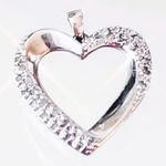 Sterling Silver Brilliant Heart Pendant w/ Genuine Pavé Set Diamond Chips Photo 0