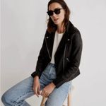 Madewell  The Washed Leather Motorcycle Jacket True Black Medium M Photo 6