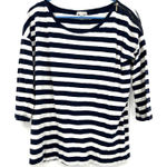 Gap  size medium blue white striped shirt zipper‎ shoulder detail 100% cotton Photo 0