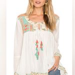 Raga  Women's Coastland Boho Embroidered Long Sleeve Babydoll Swing Blouse Top XS Photo 11