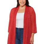 Jessica London Plus Size 22/24 Cardigan Pink Open Knit Sweater Shrug Duster 161 Photo 0