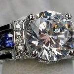 NWOT Lab Sapphire&2ct CZ Ring Art Deco Style Wedding,anniversary, engagement Silver Photo 0
