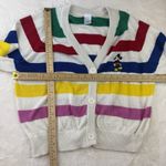 Disney  100 Striped Mickey Cardigan Sweater Women's L Colorful Button Front Photo 3