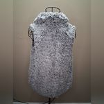 cupio  Black Textured Fabric Cozy Gray Sherpa Vest Photo 3