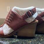 Lucky Brand  size 6 Lemia Cutout Leather Heel Sandal burgundy brown nwt Photo 2