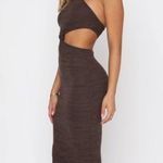 White Fox Boutique White Fox Brown Cut-Out Midi Dress Going Out Halter High Neck Photo 2