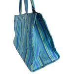NWT Quilted Koala East West Bag Happy Blue Stripes Large Tote Bag Photo 2