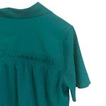 Athleta  echo top collared button up short sleeve shirt, size, small green ruffle Photo 4
