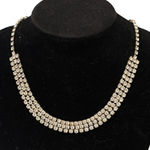Elegant Vintage Rhinestone Silvertone Choker Shepherds Hook Clasp Glam Silver Photo 0