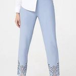 Dennis Basso Cloudy Blue Luxe Crepe Laser-Cut Ankle Pants Size Large Petite Photo 0