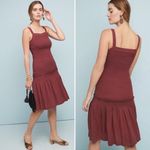 Anthropologie  Escondido Smocked Drop waist Dress, maroon/wine, size S Photo 1