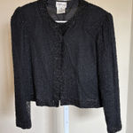 Vintage Stenay Womens Silk Beaded Long Sleeve Jacket Blazer Size PS Black 80s Photo 0
