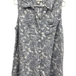 Dana Buchman Sleeveless Button Up Paisley Print Blue White Pocket Shirt Size XL Photo 4