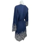 Old Navy Blue Floral Faux Wrap V Neck Bell Sleeves Boho Knee Length Dress Size L Photo 1