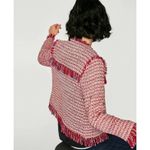 ZARA  Basic Womens Bloggers Fav Preppy Red Tweed Fringe Blazer Jacket Size S Photo 1