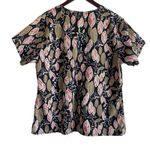 White Swan Women Scrub Top XL Foliage Print Medical Uniform Nurse Workwear Fall Photo 2