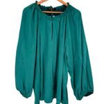 Sugar Lips Alcazar Raglan Sleeve Satin Blouse in Emerald size 3X Long Sleeve NWT Photo 2