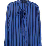 Reformation Eldridge blue stripe tie neck blouse S Photo 0