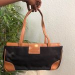 90s Vintage Y2K 2000s Brown black rectangular leather shoulder hand bag purse office siren corporate core #gothic #whimsygoth Photo 1