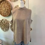 Vince Camuto Suede-Like Taupe Mock Neck Sleeveless Tunic Top Minimalist Chic L Photo 3