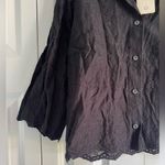 Solitaire  Black Lace-Trim Button-Up Blouse Elegant Evening‎ Wear A25 Photo 6