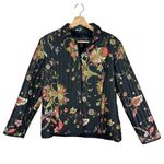 Silkland Quilted Jacket Womens Large Petite Silk Floral Artsy Mature Boho Black Size L petite Photo 0
