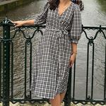 ZARA Black and White Gingham Maxi Dress Photo 0