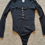 Blue Rain Square Neck Ribbed Body Suit Photo 0