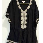 Stella & Dot  Beach Black Ivory Swim Cover Embroidered Lace Shirt Size XS/S Photo 1