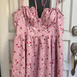 Cider  Pink Floral Tiered Ruffle Mini Dress Tie Straps Smocked Back Size 1X Photo 0