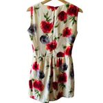 White floral romper small/medium sleeveless mini shorts romantic pink purple Photo 1