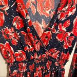 Topshop Faux Wrap Dress Navy Red Floral Photo 4